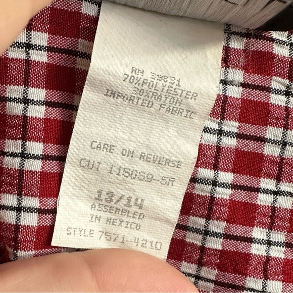 Vintage Midi Dress Lace Up Gingham Red Modest Casual Fall 90s Size Medium - Picture 7 of 8